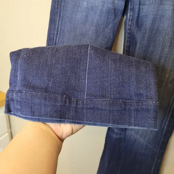 7 For All Mankind Womens Dojo Blue Denim Low Rise Flare Jeans Size 28 - Picture 8 of 16